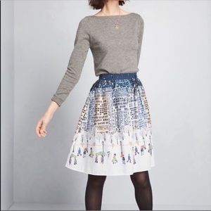 ModCloth Christmas Holiday Skirt City Lights Winter Wonderland Women’s  Pockets